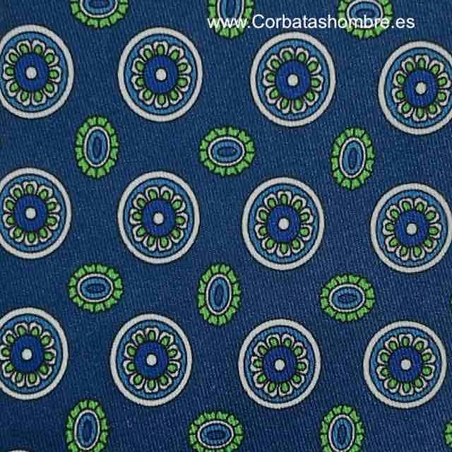 CORBATA AZUL AZAFATA LUXURY DE ROSETONES Y ELIPSES DE MANDALA 