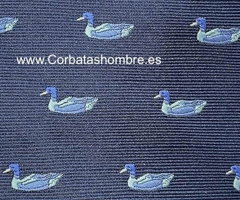 CORBATA AZUL ELEGANT DE PATOS AZUL CLARO Y VERDES 