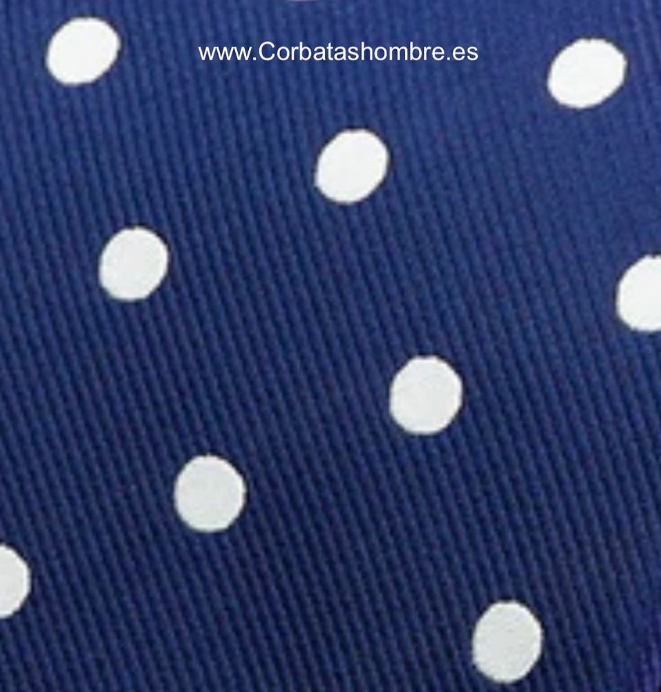 CORBATA AZUL MARINO CON LUNARES BLANCOS MEDIANOS 