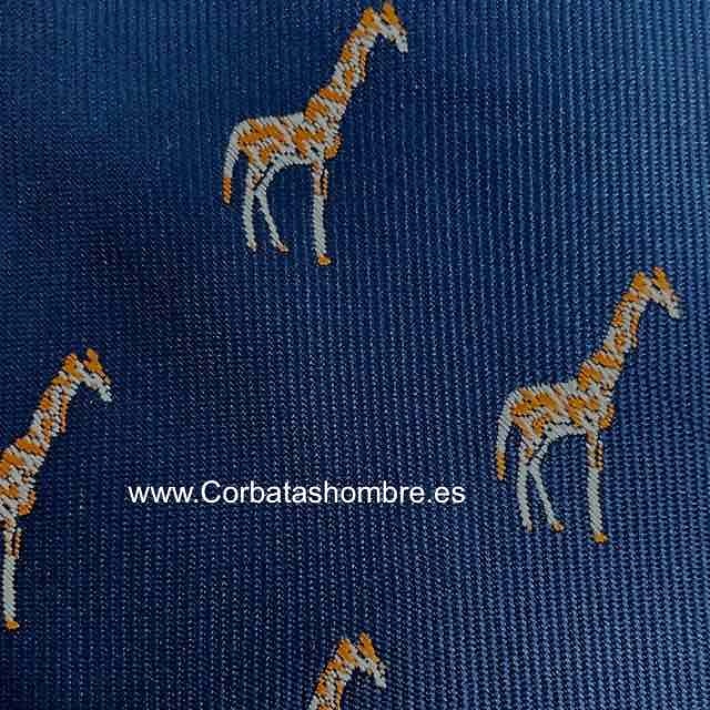 CORBATA AZUL MARINO CON ORIGINALES JIRAFAS COMO DIBUJO 