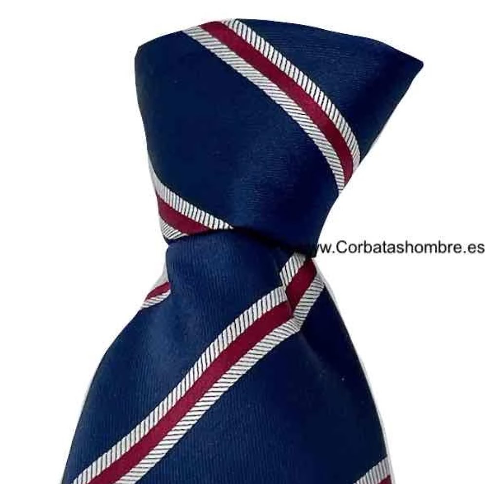 CORBATA AZUL MARINO DE RAYAS BURDEOS ELEGANTÍSIMA 