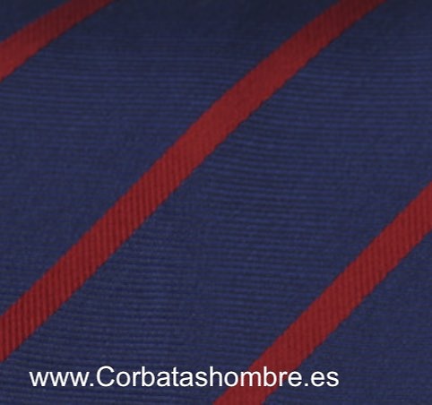 CORBATA AZUL MARINO DE RAYAS PARALELAS DIAGONALES ROJAS 