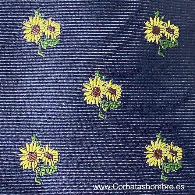 CORBATA AZUL MARINO LISA CON GIRASOLES DE VAN GOGH 