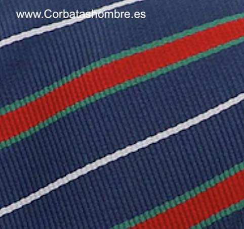 CORBATA AZUL MARINO MUY ELEGANTE DE RAYAS ANCHAS COMBINADA CON BURDEOS 