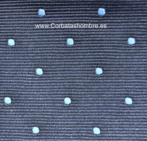 CORBATA AZUL MICRO RAYADA CON LUNARES PEQUEÑOS AZULES CLAROS 