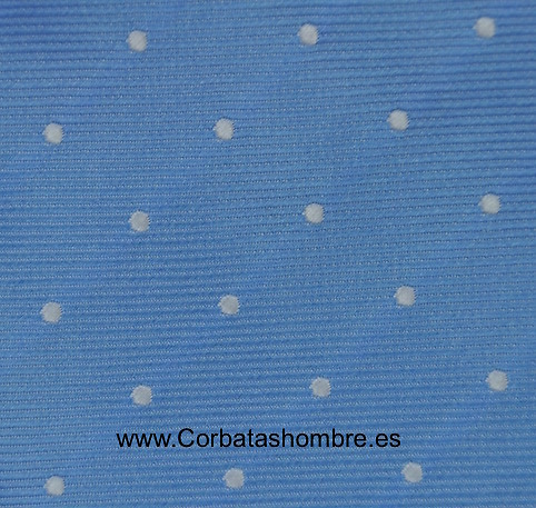 CORBATA AZUL MICRO RAYADA CON TOPOS BLANCOS PEQUEÑOS 