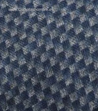 CORBATA AZUL OSCURO ESTRECHA CON DIBUJO DE PUNTO TRICOTADO DE LANA 