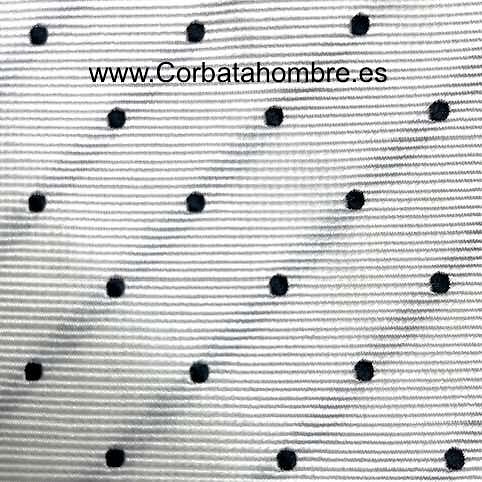 CORBATA BLANCA ELEGANTE DE LUNARES NEGROS 