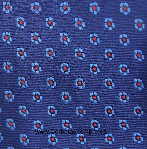 CORBATA COLOR AZUL MARINO CON FLORECITAS AZULES Y ROJAS 