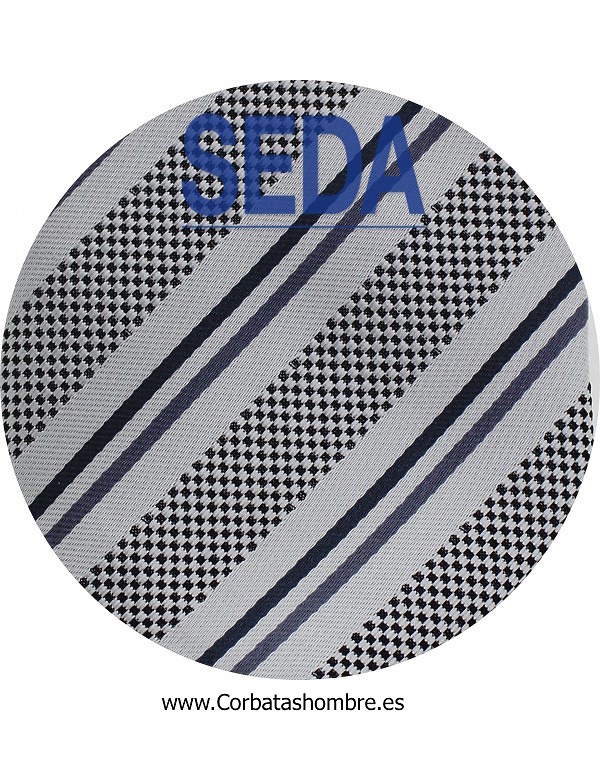 CORBATA DE CEREMONIA EN SEDA GRIS Y NEGRO 