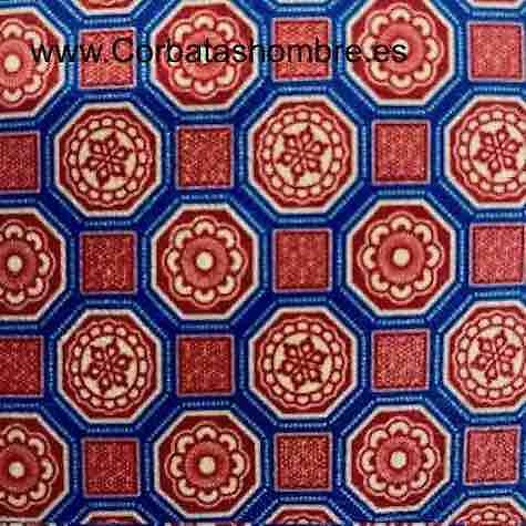 CORBATA DE MOSAICO ROJO Y AZUL MARINO DE TACTO SEDOSA A LA MODA 