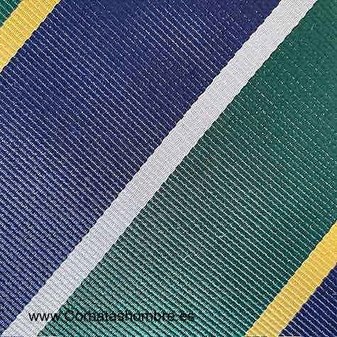 CORBATA DE RAYAS ANCHAS AZUL MARINO Y VERDE 