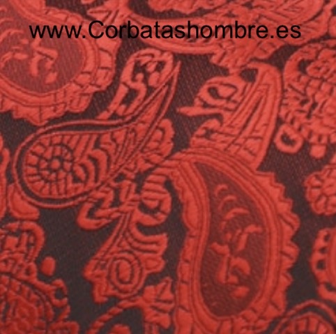 CORBATA DE SEDA ROJA CON CACHEMIR DORADOS SINGULAR 
