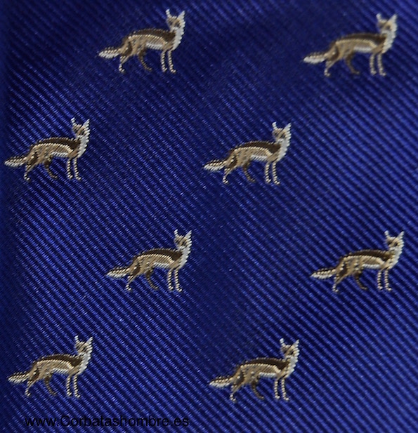 CORBATA DE ZORROS SOBRE FONDO AZUL MARINO 