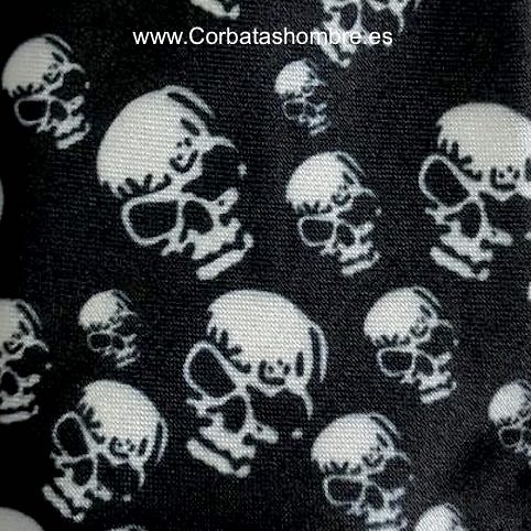 CORBATA ESTRECHA CALAVERAS NEGRA 