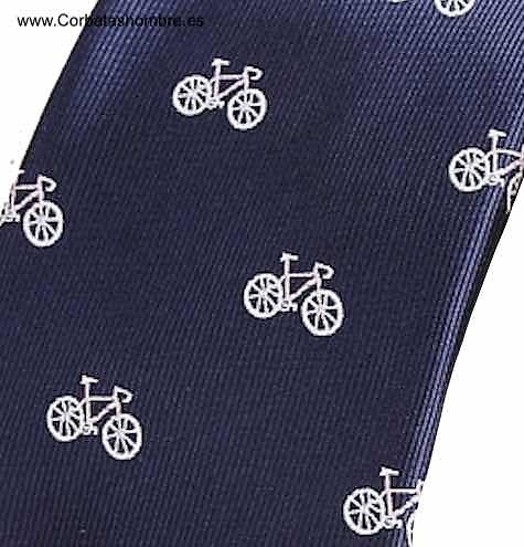 CORBATA ESTRECHA CON BICICLETAS AZUL MARINO 