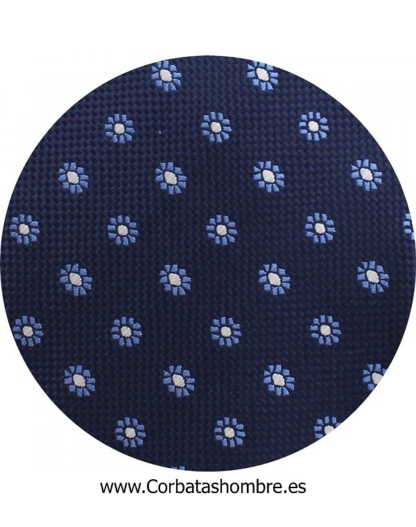 CORBATA FONDO AZUL MARINO CON FLORES PEQUEÑAS 