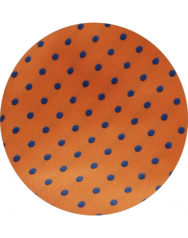 CORBATA FONDO NARANJA CON TOPOS O LUNARES PEQUEÑOS AZULES 