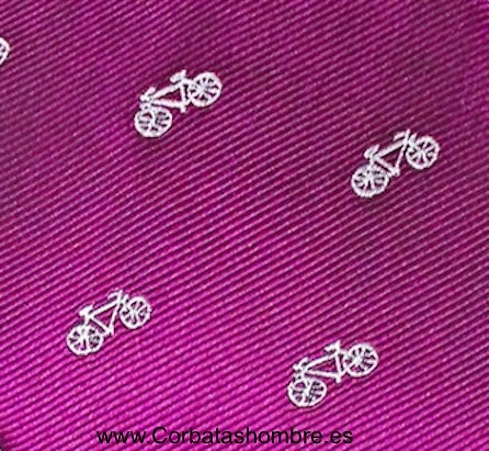 CORBATA FUCSIA CON BICICLETAS ESTRECHA 