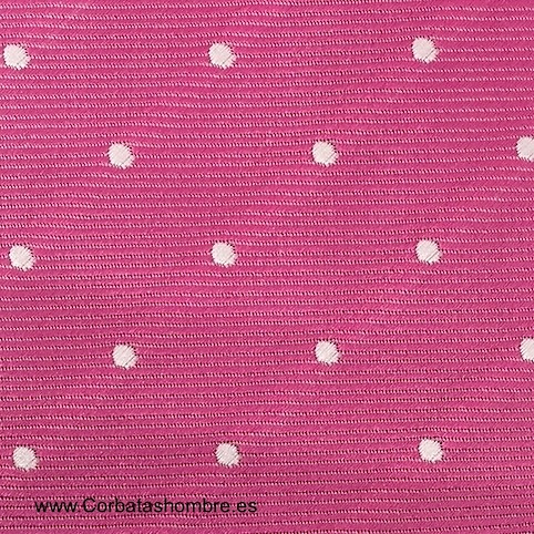 CORBATA FUCSIA DE LUNARES BLANCOS PEQUEÑOS 