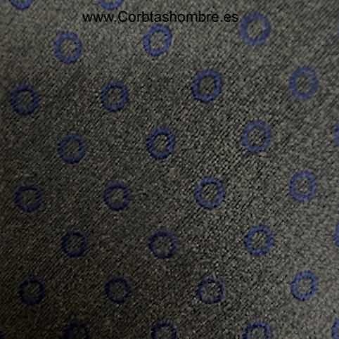 CORBATA LANA GRIS OSCURA CON CIRCULOS AZUL MARINO ELEGANCE 