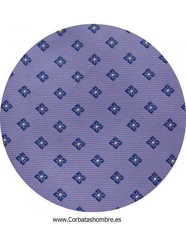 CORBATA LILA CON DIBUJO DE TRÉBOLES EN AZUL OSCURO 