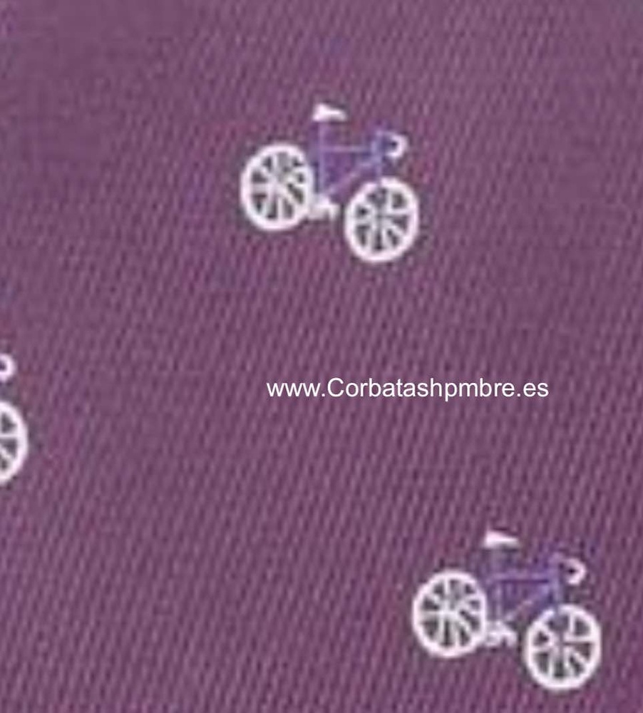 CORBATA MORADA CON BICICLETAS ESTRECHA 