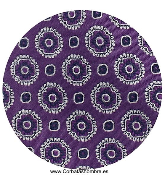 CORBATA MORADA CON DIBUJO GEOMETRICA ITALIANA 