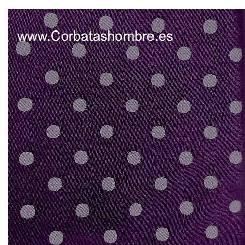 CORBATA MORADA ELEGANTE CON LOS LUNARES EN BLANCO 