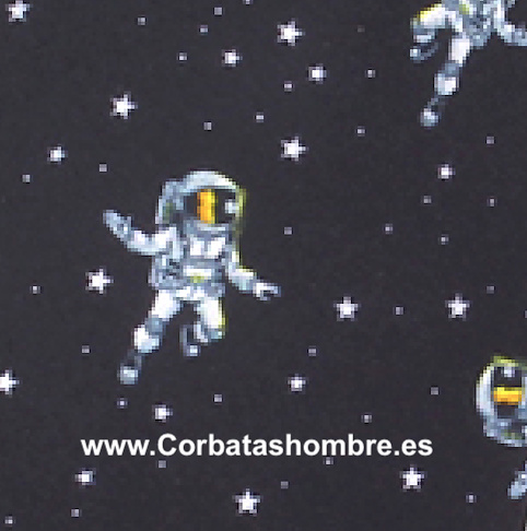 CORBATA NEGRA CON ASTRONAUTAS EN EL ESPACIO SIDERAL 