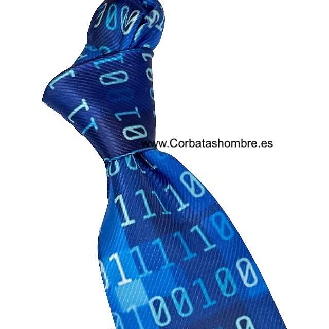 CORBATA ORIGINAL AZUL DE CODIGO BINARIO PROGRAMADORES INFORMÁTICOS 