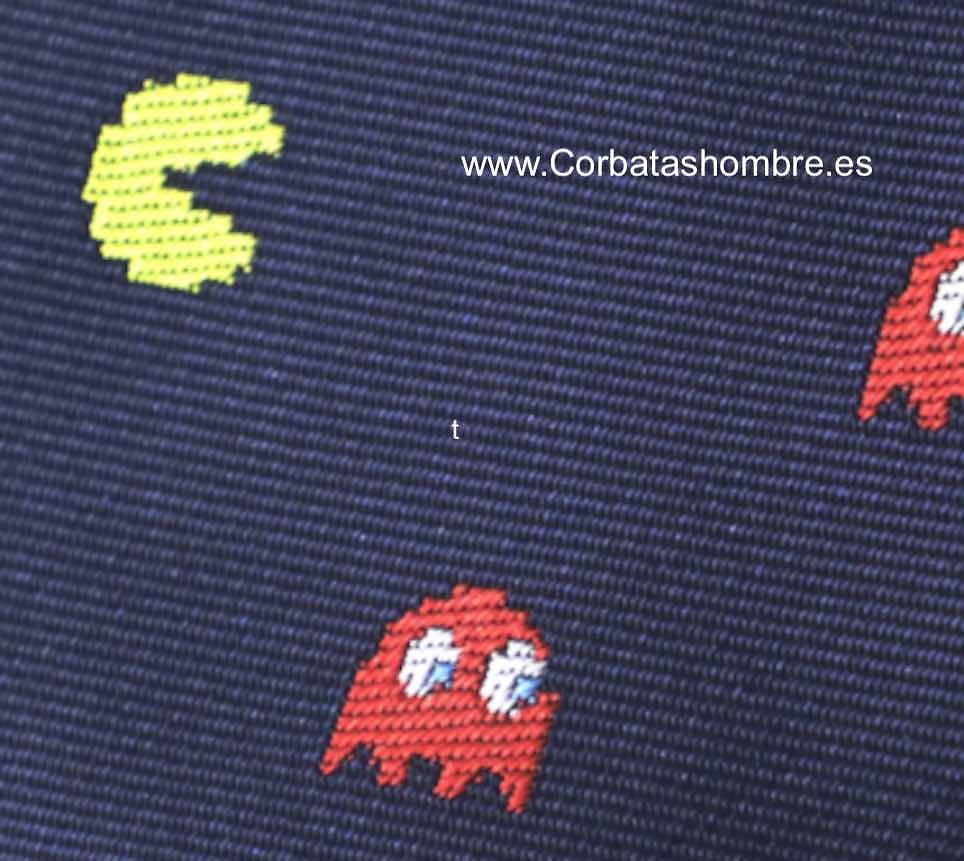 CORBATA ORIGINAL DE EQUIVALENCIA AL VIDEO JUEGO COME COCOS AZUL MARINO 