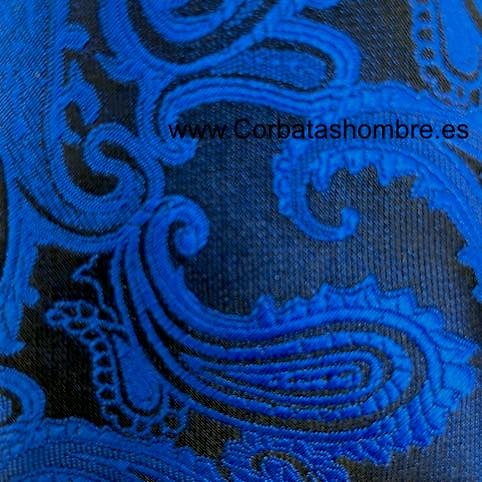 CORBATA PAISLEY PARA CABALLERO EN AZUL SOBRE FONDO NEGRO 