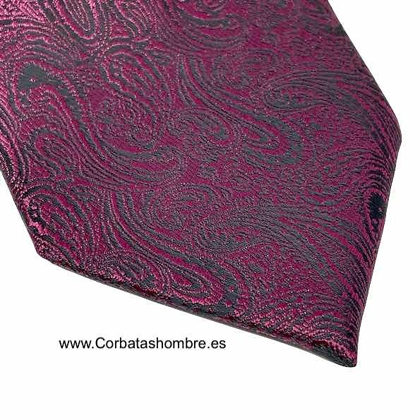 CORBATA PASLEY PARA CABALLERO EN PURPURA SOBRE FONDO NEGRO ELEGANTÍSIMA 