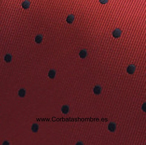 CORBATA ROJA CON LUNARES AZUL MARINO ELEGANTES 