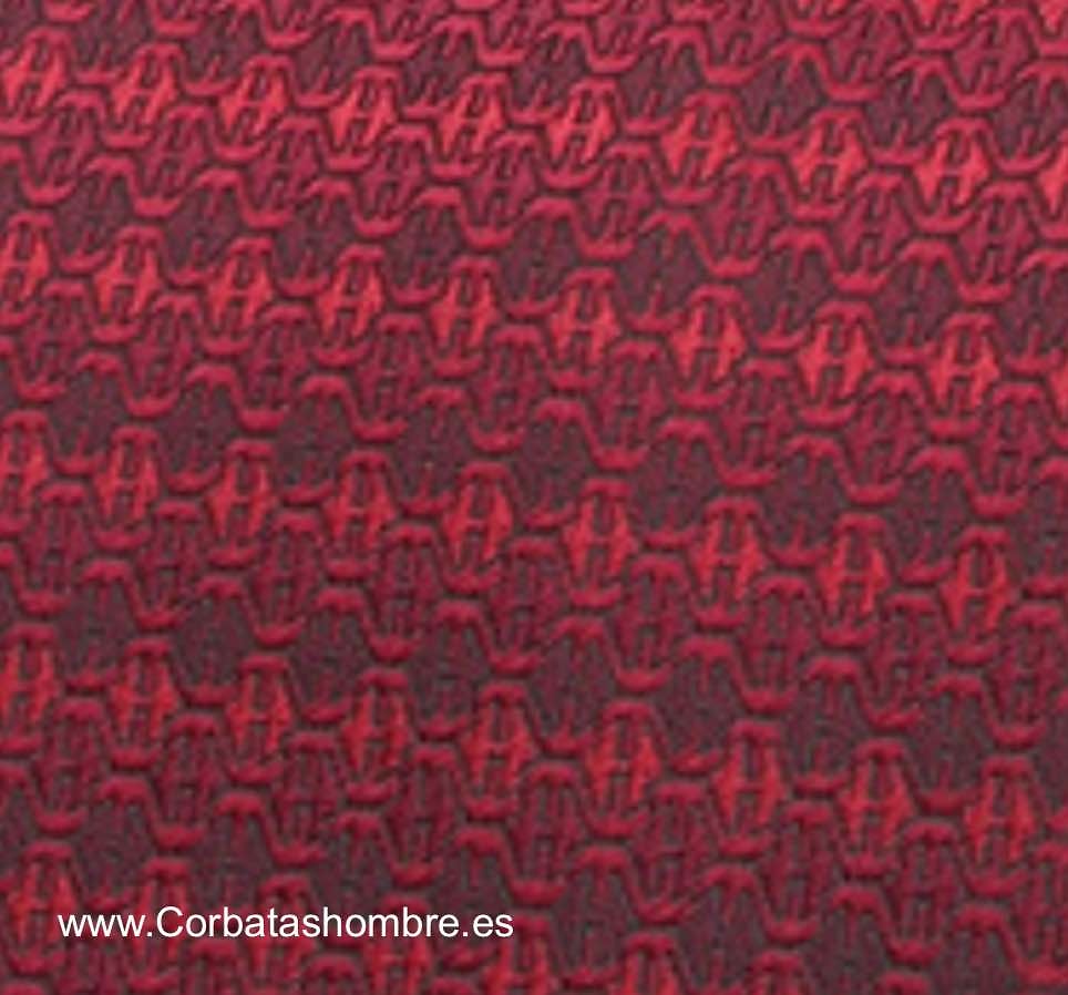 CORBATA ROJO OSCURO O GRANATE CLARO CON TELA BROCADA DIBUJO PANAL 