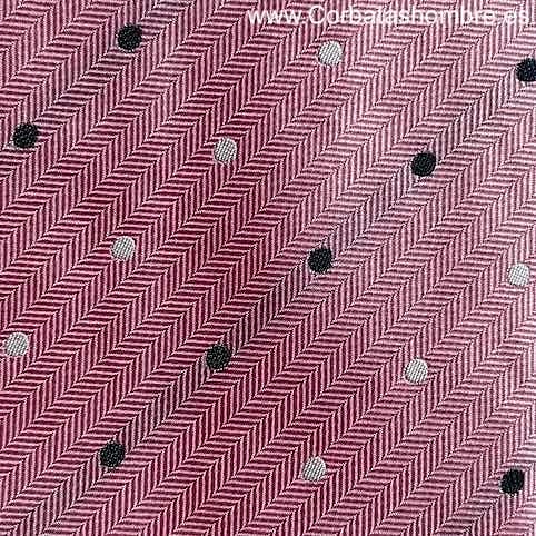 CORBATA ROSA CON LUNARES BLANCOS Y MARINOS MUY ELEGANTE 