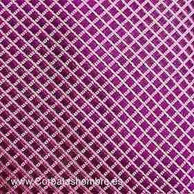 CORBATA ROSA CON ROMBOS PEQUEÑOS FUCSIAS 