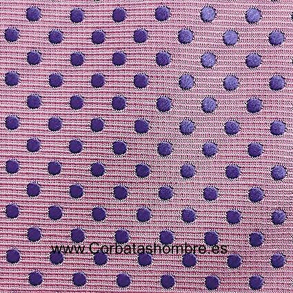 CORBATA ROSA DE LUNARES LILA O MALVA 