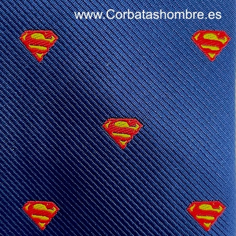 CORBATA SUPERMAN SOBRE AZUL MARINO 