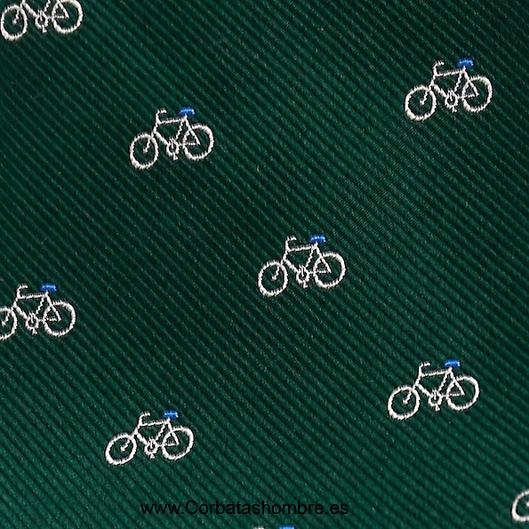 CORBATA VERDE CON BICICLETAS ESTRECHA 