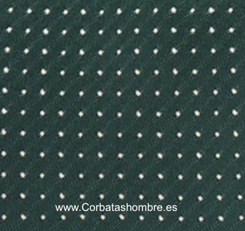 CORBATA VERDE ELEGANCE CON MICRO TOPOS O LUNARES BLANCOS 