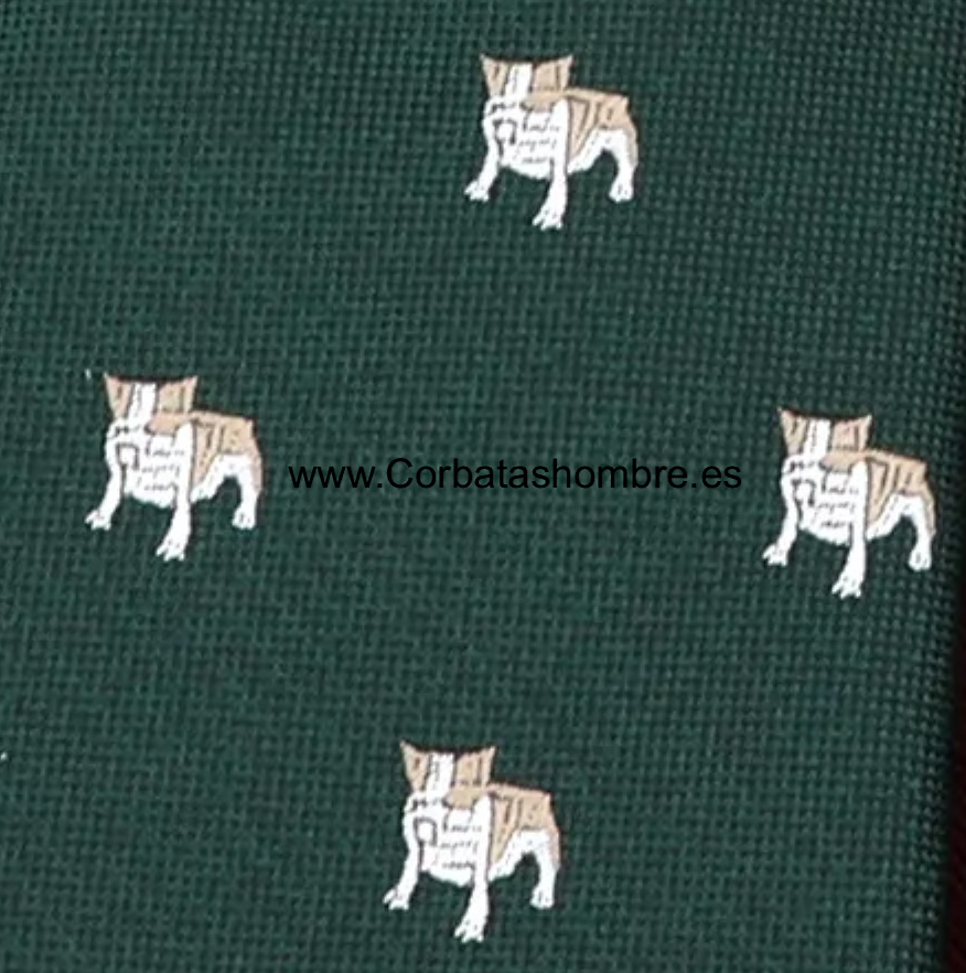 CORBATA VERDE INGLÉS ESTRECHA CON PERROS 