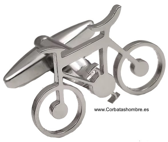 GEMELOS DE CAMISA CON BICICLETAS DE CARRETERA PLATEADAS DISEÑO MINIMALISTA 