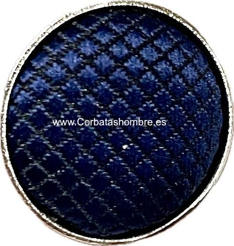 GEMELOS DE METAL Y TELA DE MINI CUADROS EN AZUL MARINO 