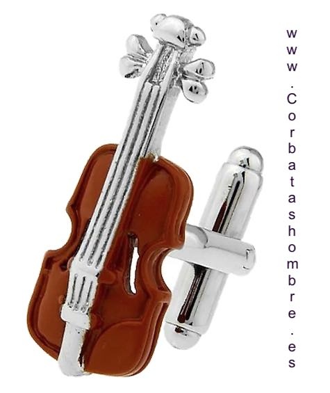 GEMELOS DE VIOLINES DE MADERA PARA CAMISA 