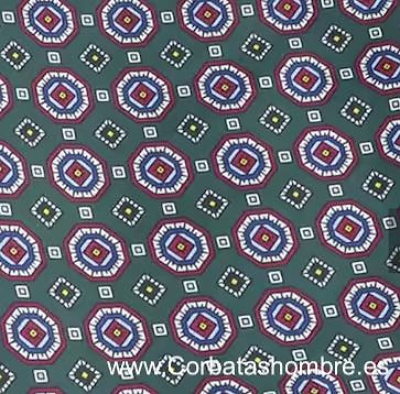 PAÑUELO BOLSILLO CHAQUETA VERDE CON OCTOGONOS ROJOS 