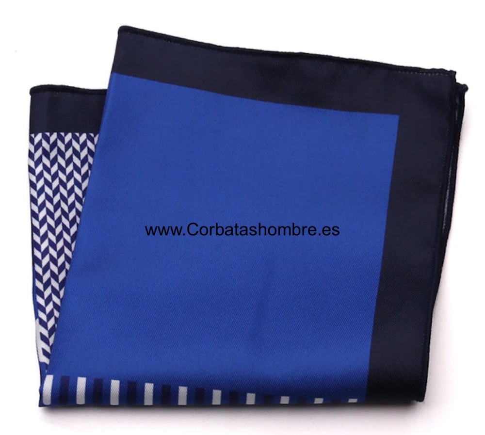 PAÑUELO DE CUATRO DIBUJOS EN AZULES DISTINTOS PARA BOLSILLO CHAQUETA 