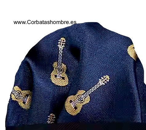 PAÑUELO DE TELA AZUL MARINO CON GUITARRAS ESPAÑOLAS CLÁSICAS 