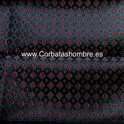 PAÑUELO DE TRAJE AZUL MARINO CON FLORECITAS GRANATES 